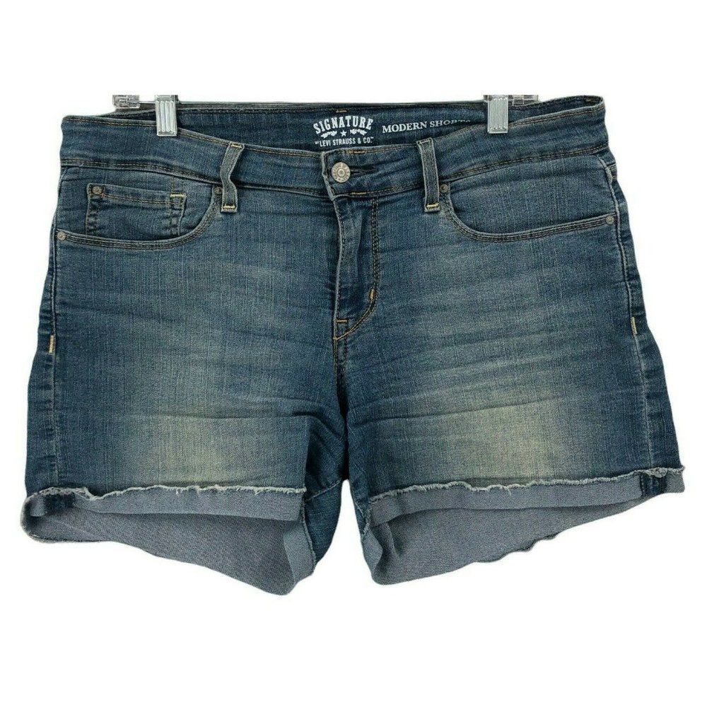 Signature Levi Strauss Denim Shorts Womens 10 Blue Hot Pants Mid Rise Outdoor